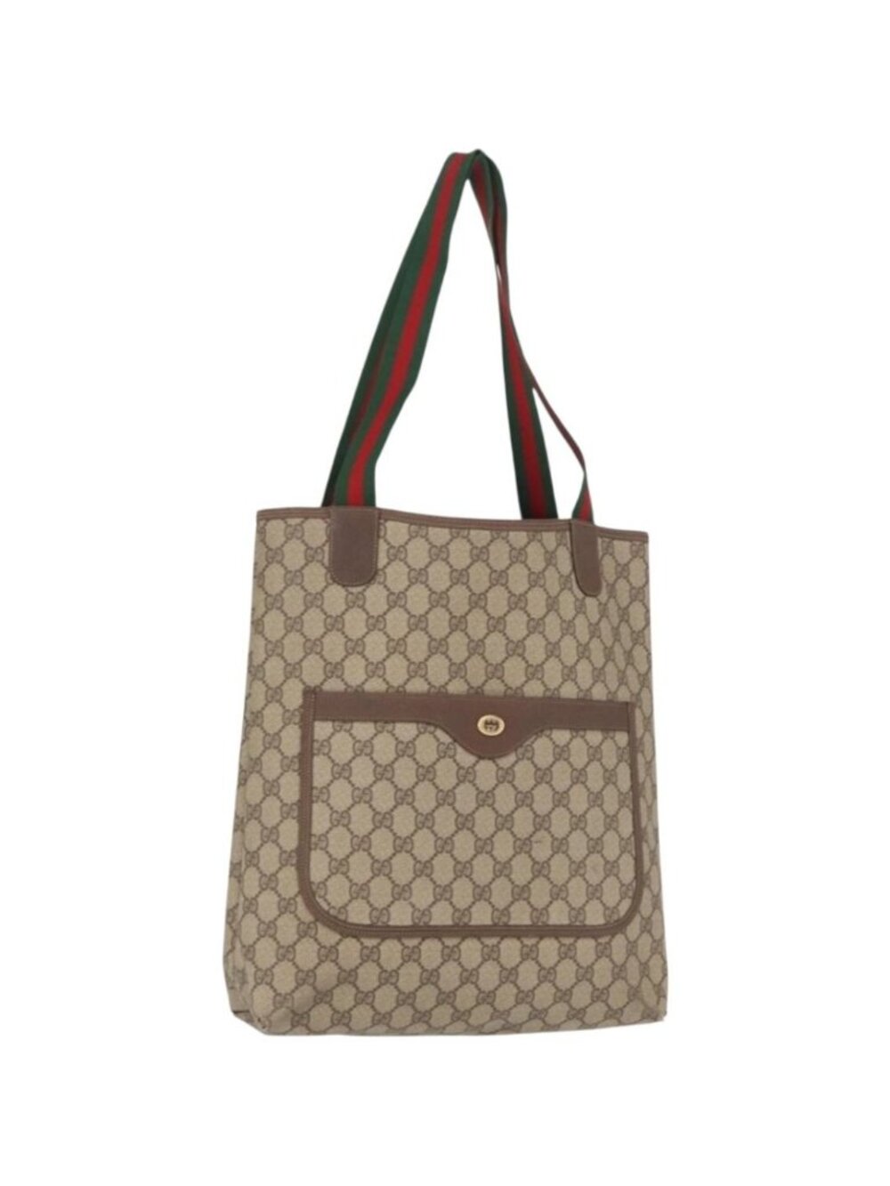 GUCCI GG Supreme Web Sherry Line Tote Bag PVC Beige 39 02 003